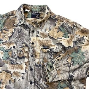 Vintage Rattlers Brand Camo Hunting Shirt 2XL Made in USA 100 Cotton Button Up